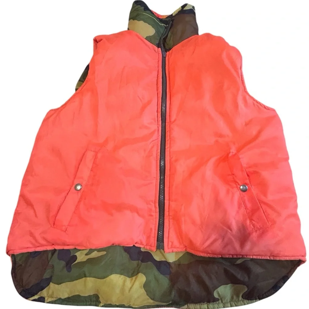 Vintage Winchester Reversible Camo Blaze Orange Vest Mens M Hunting - Picture 2 of 14